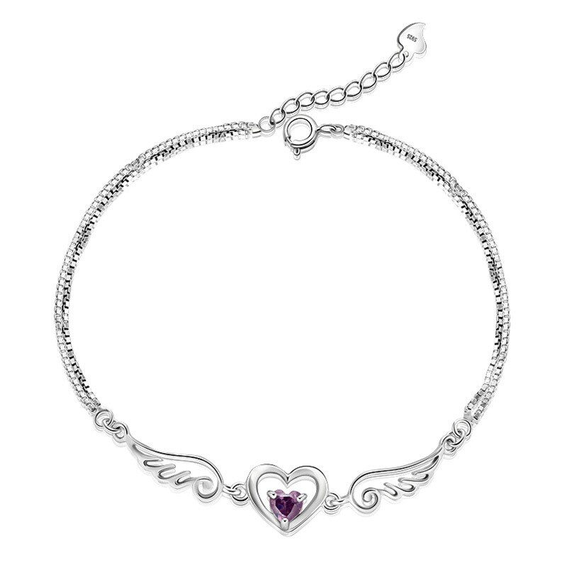 Hart Zirkoon Stone Angel Hollow Wings Armbanden Mode-sieraden Parkling Paars Wit Klassieke Romantische Zomer Party Liefhebbers: D08 purple