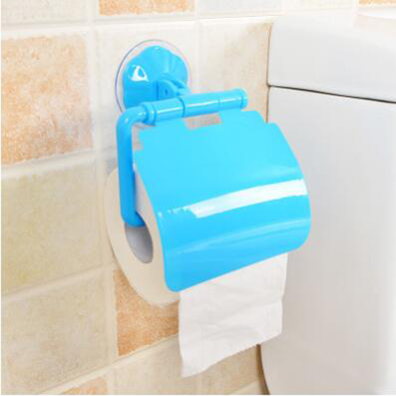 Wall Mounted Suction Cup Toilet Tissue Holder Roll Papers Stand Storage Dispensers with Cover Bathroom Accessories