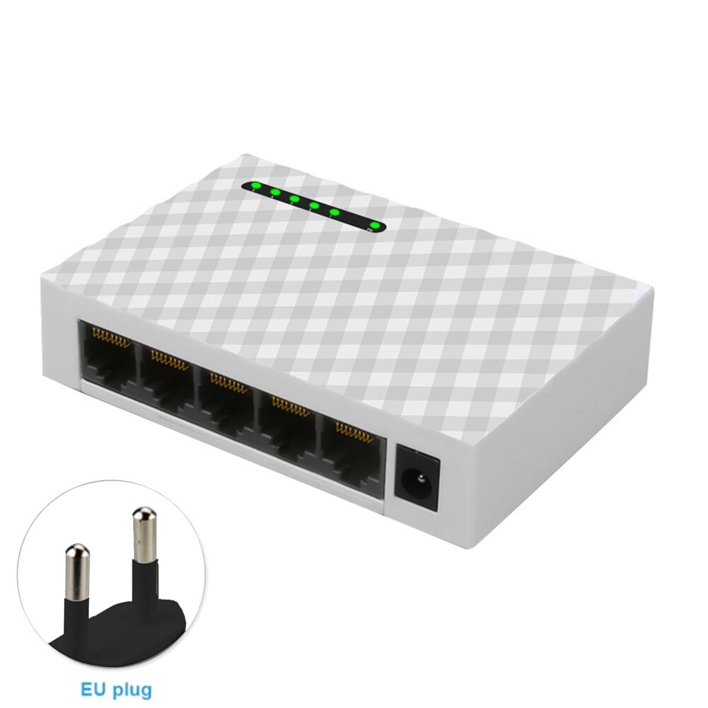 LAN di Plastica Desktop di Rete Accessori Ufficio Interruttore Hub di Monitoraggio a Casa Base Gigabit Ethernet Veloce 5 Porte Adattatore Dormitorio: EU