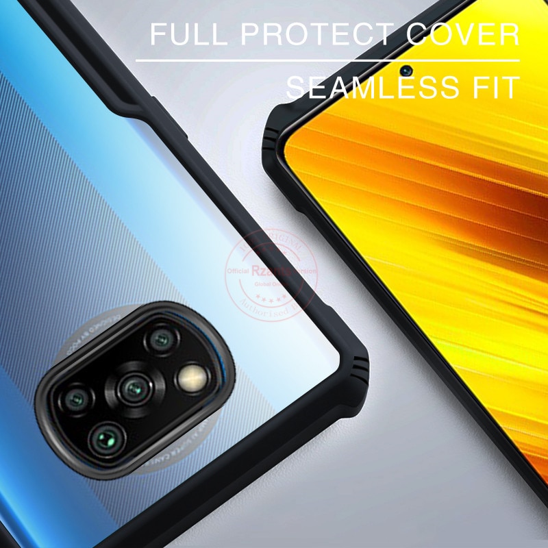 For Xiaomi Poco X3 NFC Case 6.67 inch Luxury Acrylic Armor Shockproof Phone Back Cover For PocoPhone X3 NFC Silicone Bumper Case