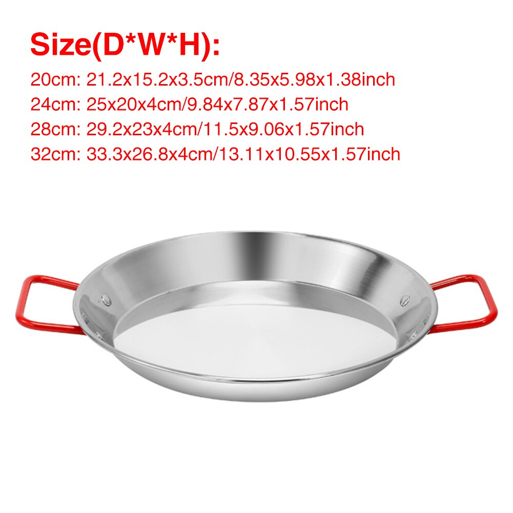 Durable With Handles Without Coating Stainless Steel Cookware Cooking Anti Scald Restaurant Paella Pan Large Capacity Easy Clean