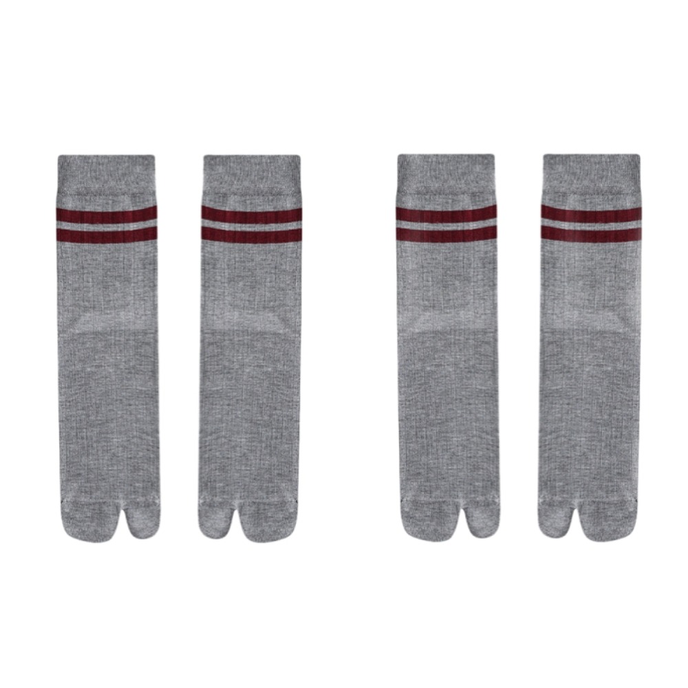 2 par randiga tubstrumpor med två tår, svettabsorberande, andningsbara tåstrumpor, mitten av vaden, halkfria tåseparerande strumpor, dagliga strumpor: Svart