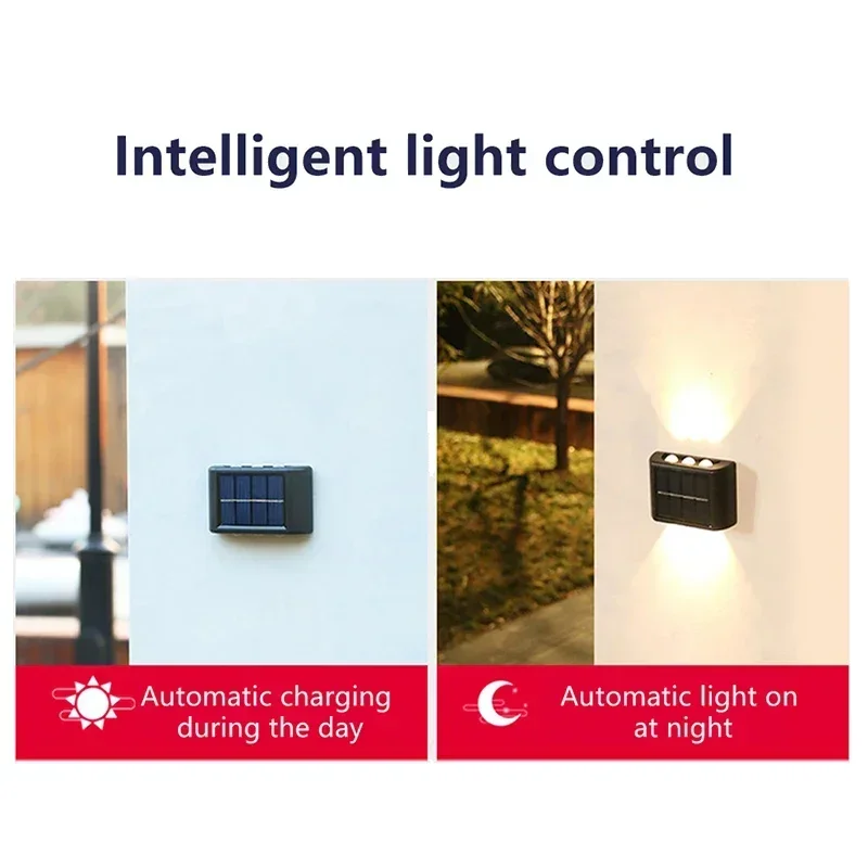 Outdoor Solar LED-wandlampen Waterdichte Led Solar Lamp Op en neer Lichtgevende verlichting voor tuin Balkon Yard Street Decor Lampen
