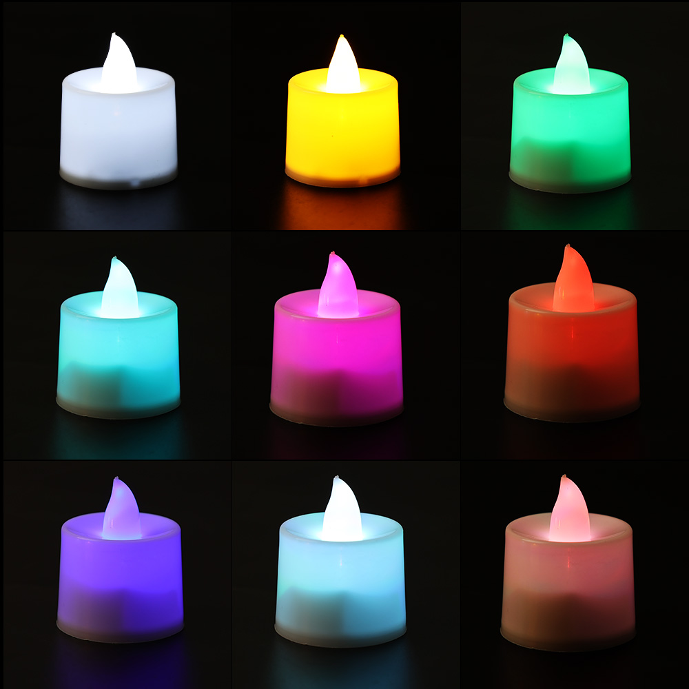 Candele a portato senza fiamma Candele colorate alimentate a batteria per la casa Compleanno Decorazioni per feste di matrimonio Candele romantiche Lampade a luce: variabile / Grigio chiaro