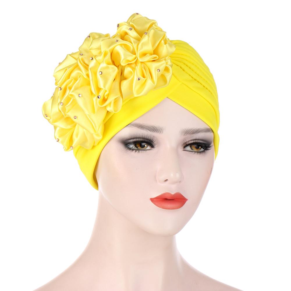 Grote Bloemen Tulbanden Voor Vrouwen Stretchy Hoofddoek Motorkap Moslim Head Wrap Cap Dames Beanie Hoed Haaraccessoires Chemo Caps: 1