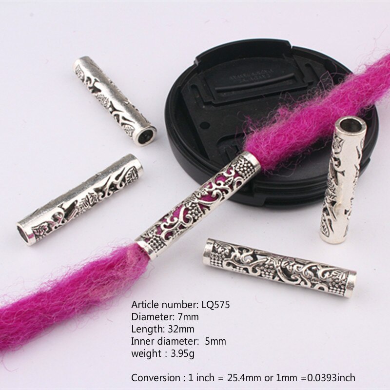 Juego de 5 unids/set de colgantes de Dreadlock, collar de cuentas trenzadas, tubos de barba, pulsera artesanal antigua, accesorios de aleación para: Default Title