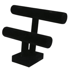 2-Tier Bangle Bracelet Display Holder T-Bar Stand Black