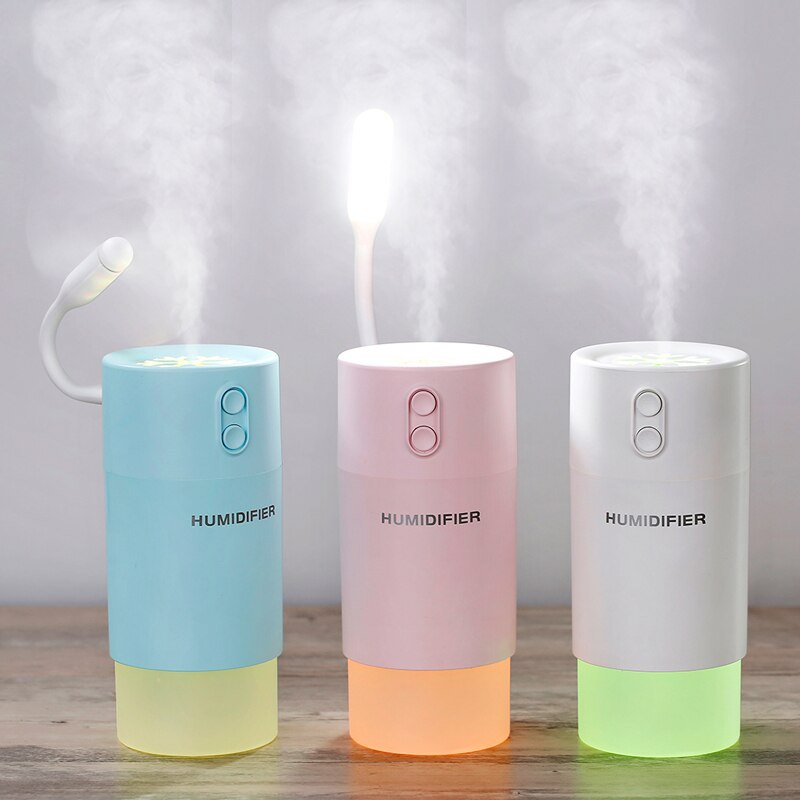 3 in 1 Snowflake Humidifier Mini Ultrasonic Car Fogger Led Night Light USB Fan Essential Oil Aroma Diffuser Air freshener
