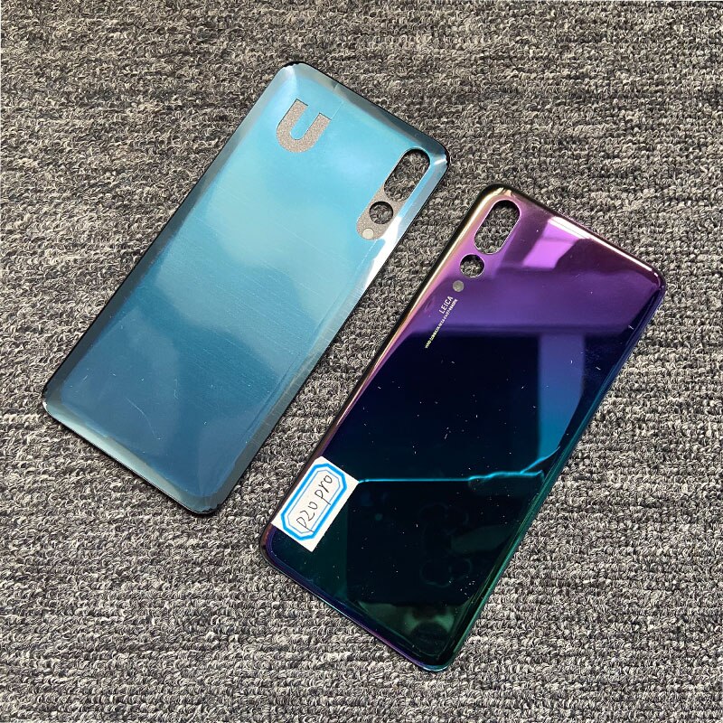 Vervanging Voor Huawei P20 Pro Terug Behuizing Glas Achterklep Battery Case Met Camera Lens Panel + Adhesive montage: no lens Twilight