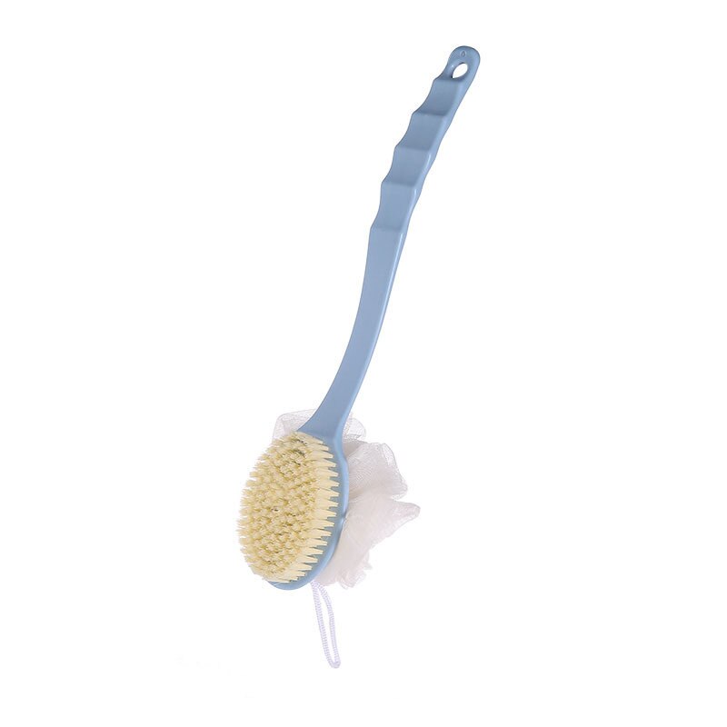 Long-handled Soft Hair Bathing Back Scrubbing Brush Scrubbing Artifact Bath Brush Scrubbing Towel Household Bathroom Supplies: Double-sided blue