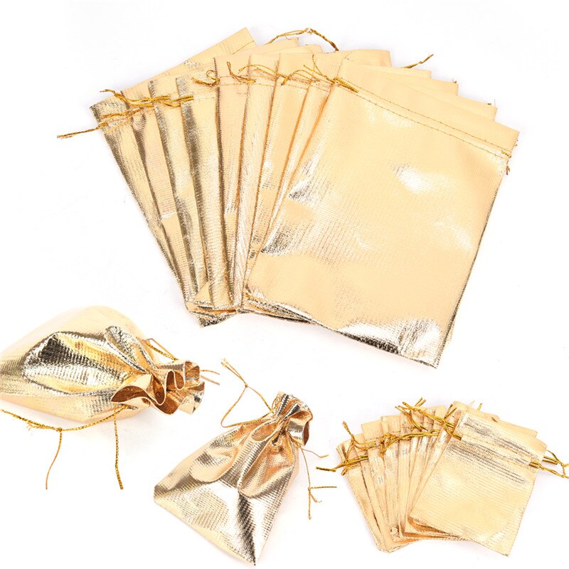 Sacs en Organza avec motif de cordon de serrage pour mariage, pochettes pour bonbons et bijoux, 7x9/9x12/13x18 CM, 10 pièces