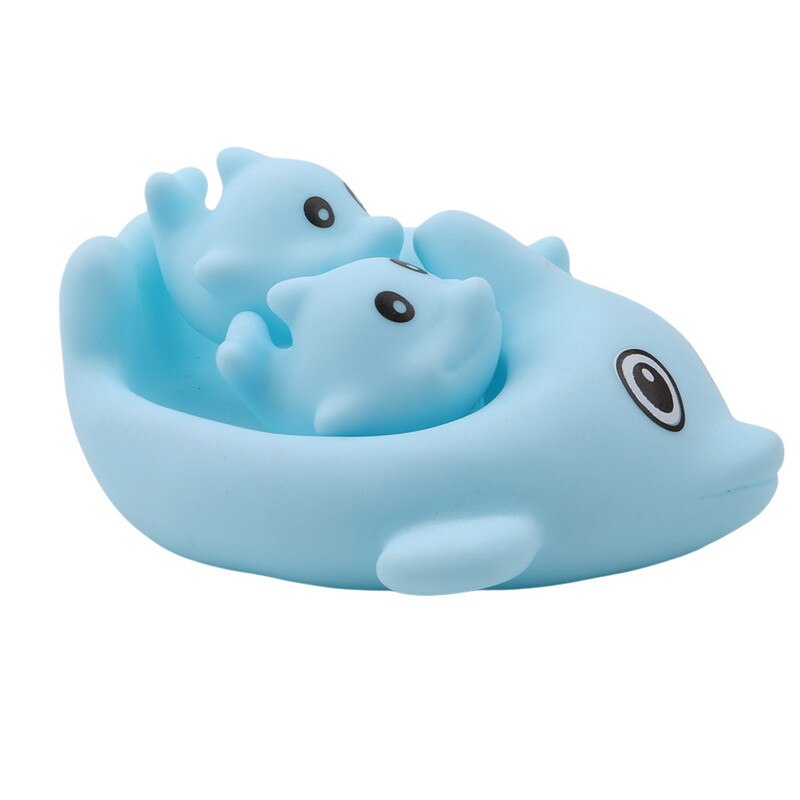 4 Pcs/Set Classic Rubber Dolphin Bathing Toys Lovely Mini Bath Dolphin Floating Rubber Bath Toys Squeeze-sounding Dabbling Toy