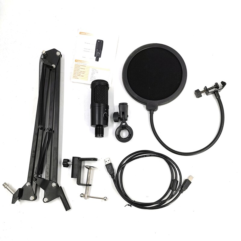 USB Condenser Microphone 35 Stand + Blowout Net Set Computer Recording Microphone Volume Adjusting Microphone Suita