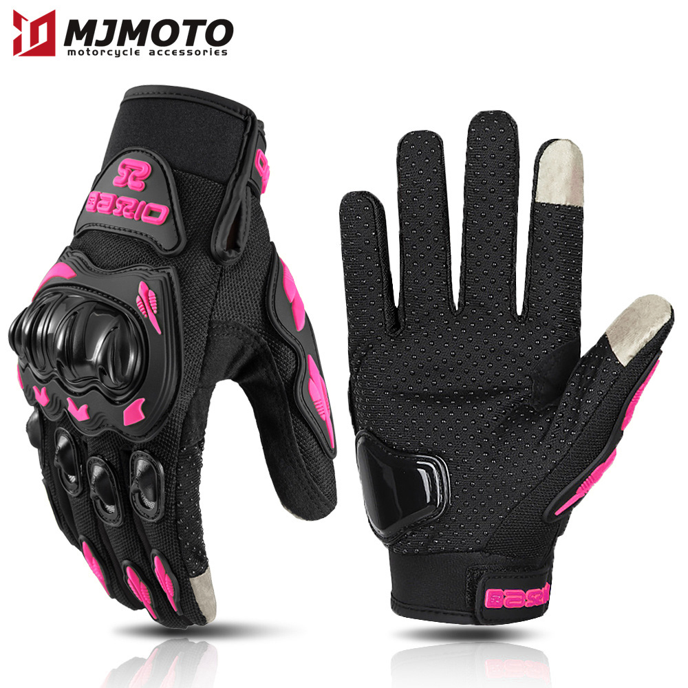 Sommerliche, pinkfarbene motorradhandschuhe für damen, atmungsaktiv, sturzsicher, mit touch-funktion, motocross-handschuhe: M