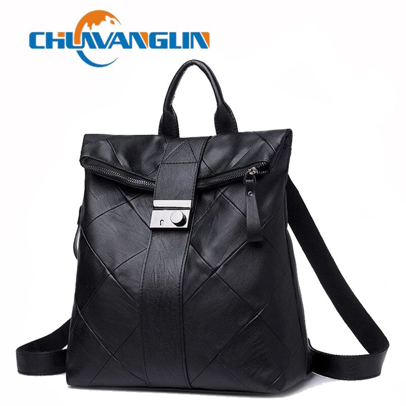 Chuwanglin Leather Anti-theft Women Backpack Outdoor Travel Bag Large Capactiy Girl's Schoolbag Daily Knapsack F62208