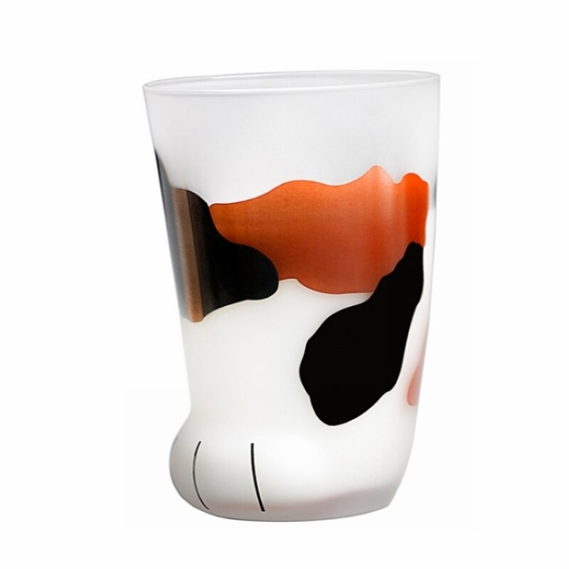 Taza creativa de cristal de leche de 300 ml taza con Gato Tigre patas tazas de café desayuno leche vaso personalidad niños botella de bebida: Three Flower