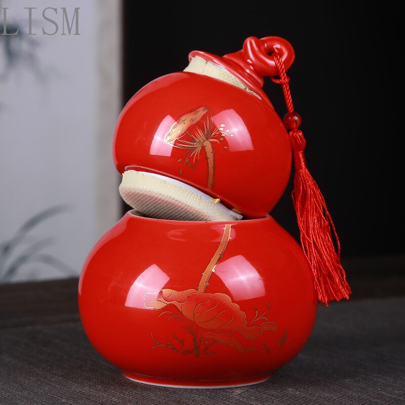 Factory direct features Fulu ceramic tea jar storage jar festive set high-end box