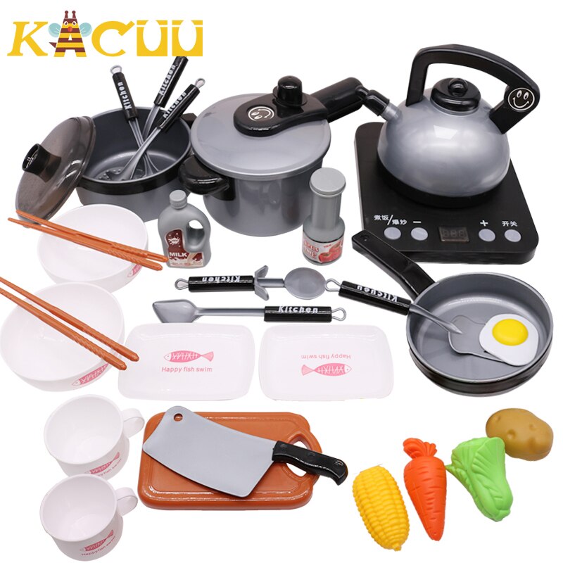 10-44Pieces Children Kitchen Toy Set Cookware Pot Pan Kids Pretend Cook Play Toy Simulation Kitchen Utensils Toys Children