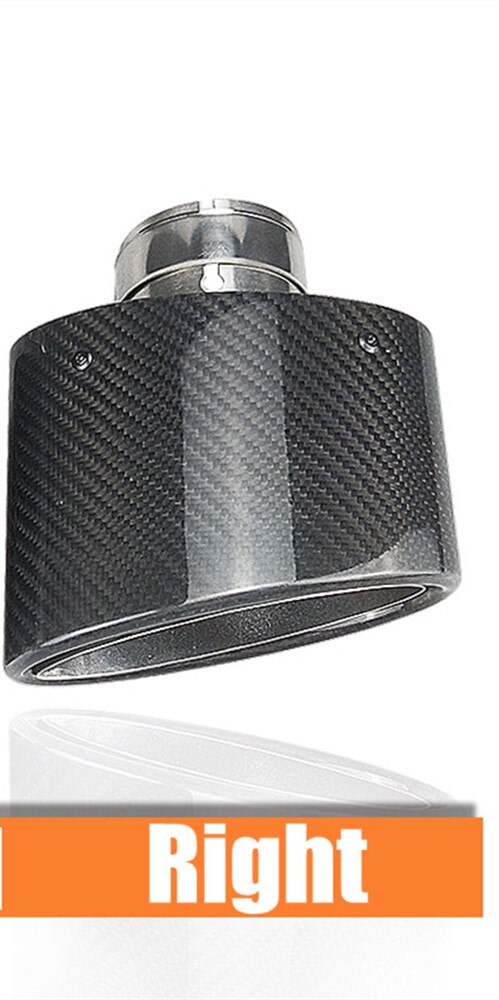 Embout de silencieux d'échappement en Fiber de carbone, 1 pièce, brillant, ovale, incliné, chromé, 150mm x 90mm, inoxydable, style de voiture: R 60MM IN 150MM OUT
