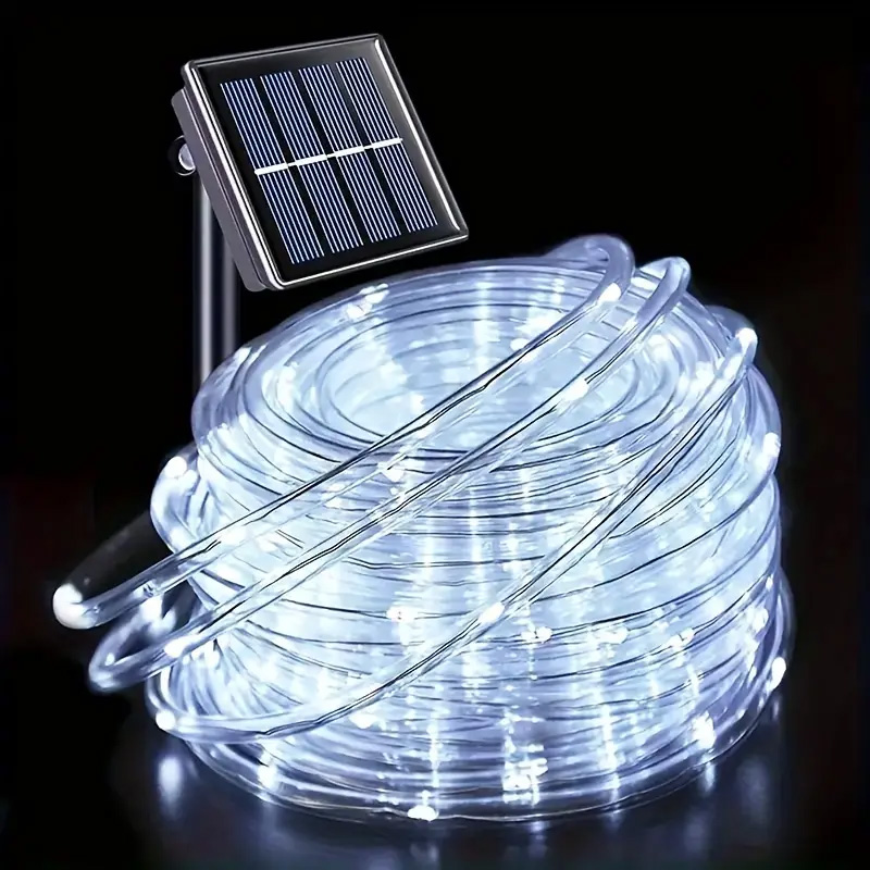 Solcellsdriven led-ljusslinga utomhus vattentät trädgårdsdekoration jul bröllopsgirland solcellsremsbelysning älvlampa: Vit / 7 m
