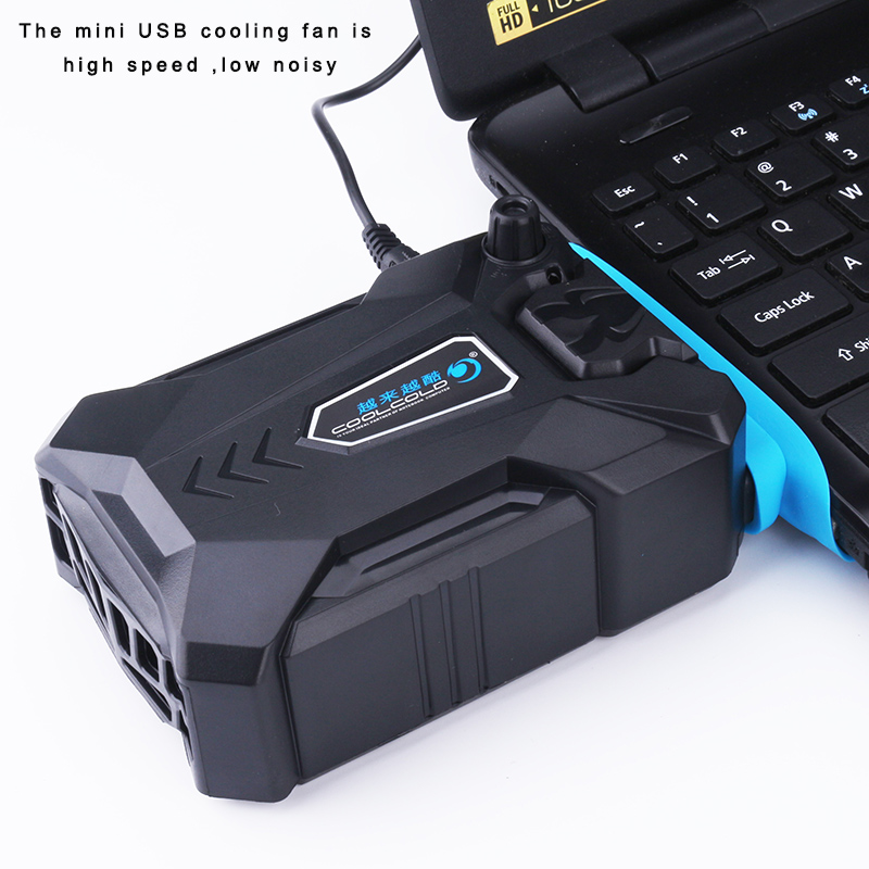 Coolcold bärbar bärbar dator svalare usb luftkylare extern extraktion kylfläkt hastighet justerbar för 15 15.6 17 tums laptop
