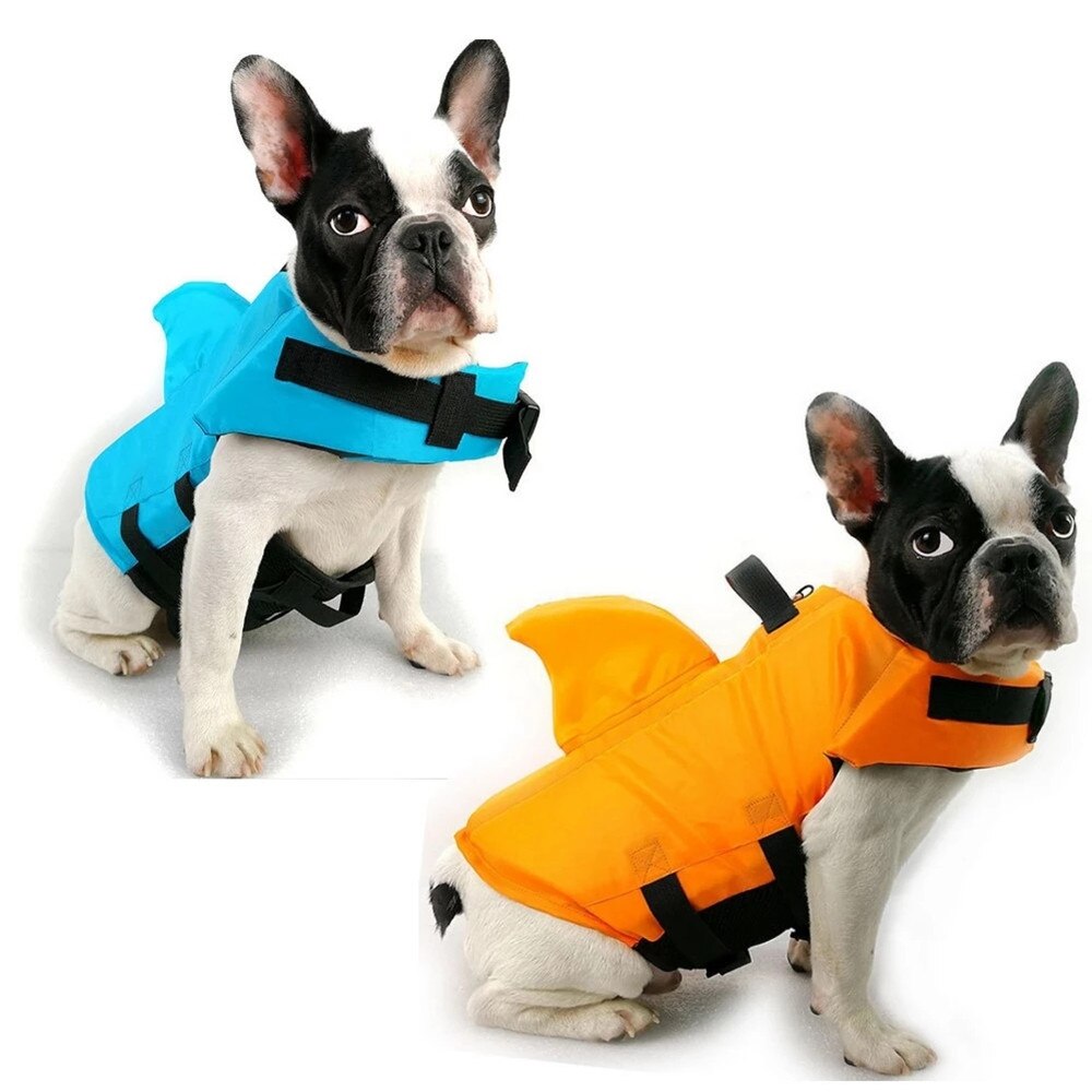 Chaleco de natación con aleta de tiburón para perro, ropa de seguridad de verano para mascotas, Corgi chaleco salvavidas para perros, traje de baño para Bulldog