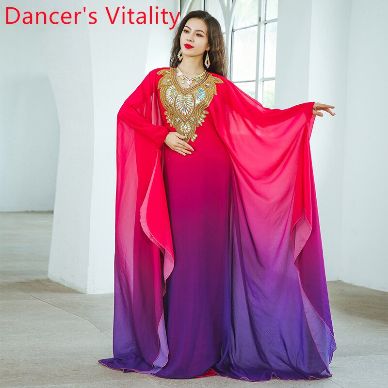 Ropa de actuación de danza del vientre, Túnica de Khaleegy de Bellydance para ropa de baile mujer, vestido de Swing de pelo, ropa de Baile Oriental: Morado