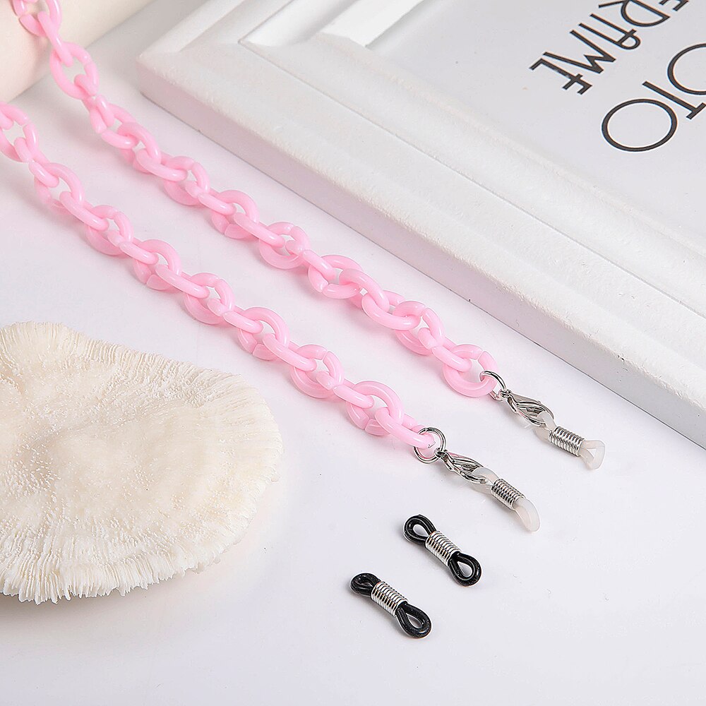 Skyrim 2022 Colorful Mask Chain Holder Hang on Neck Acrylic Glasses Chains Sunglasses Straps Eyewear Cord: pink2-silver