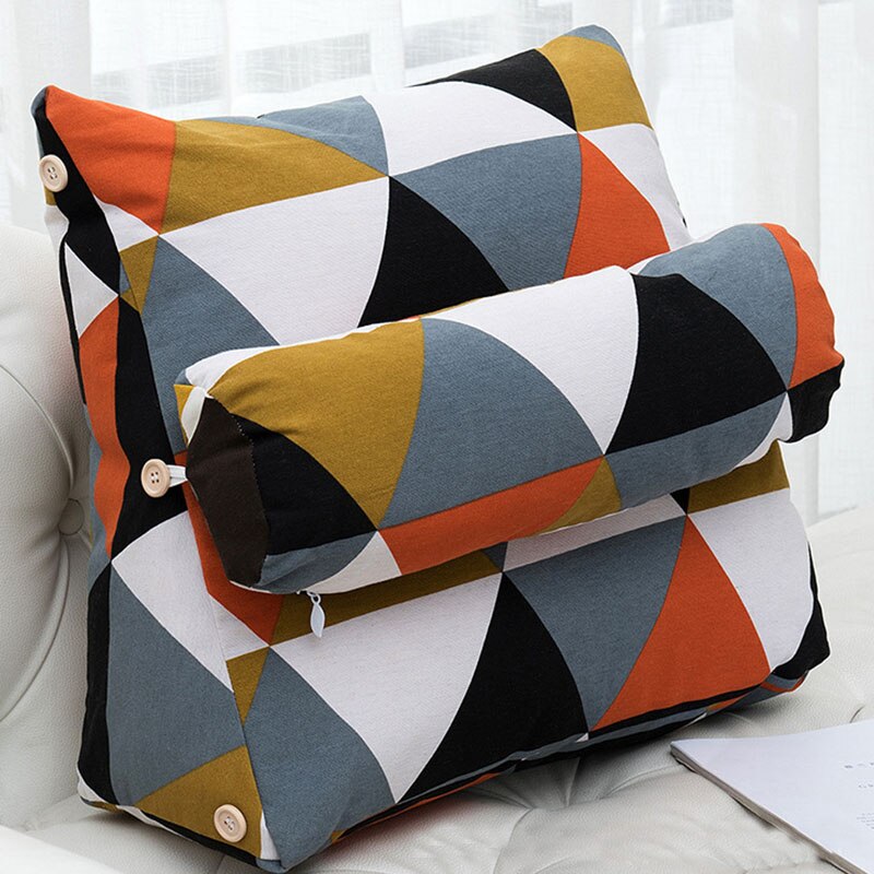 Triangular Backrest Cushion Cotton Linen for Chair Sofa Cushions Bed Rest Back Pillow Waist Cushion Office Home Decor 45x45x20cm: 4