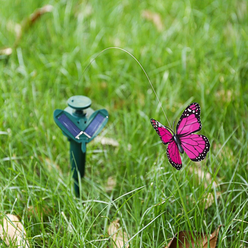 Solar dyr dekoration sød sommerfugl kolibri dekoration elektrisk fjer fugl havedekoration jardineria decoracion