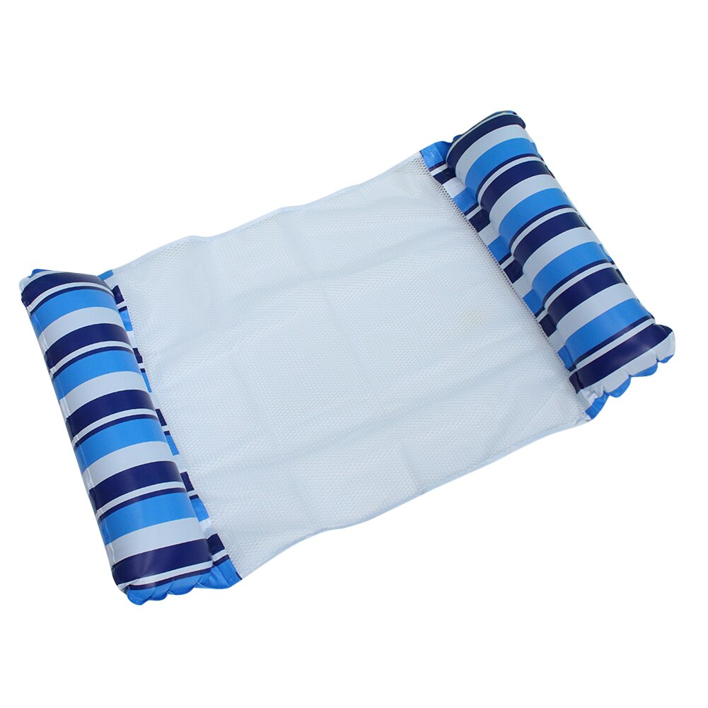 Pvc Water Hangmat Fauteuil Streep Mesh Opblaasbare Drijvende Bed Luchtbed: Dark and Light Blue