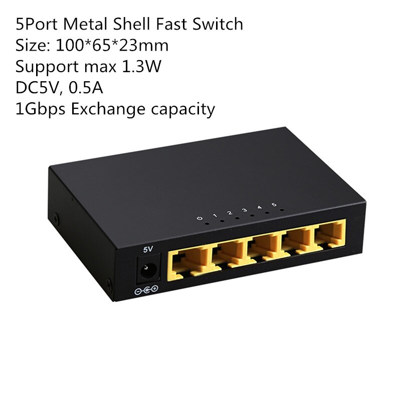 Mini 8Port Network Switch Desktop Gigabit Fast RJ45 Ethernet Switcher LAN Switching Hub Shunt Adapter 10/100Mbps: 5Port Fast Switch B