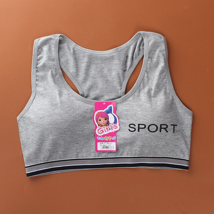 Cotton Training Bra 6-12 Years Girls Bra Breathable Girl Underwear Kids Teenage Children Student Sport Underwear Lingerie Bra: Gray girl underwear