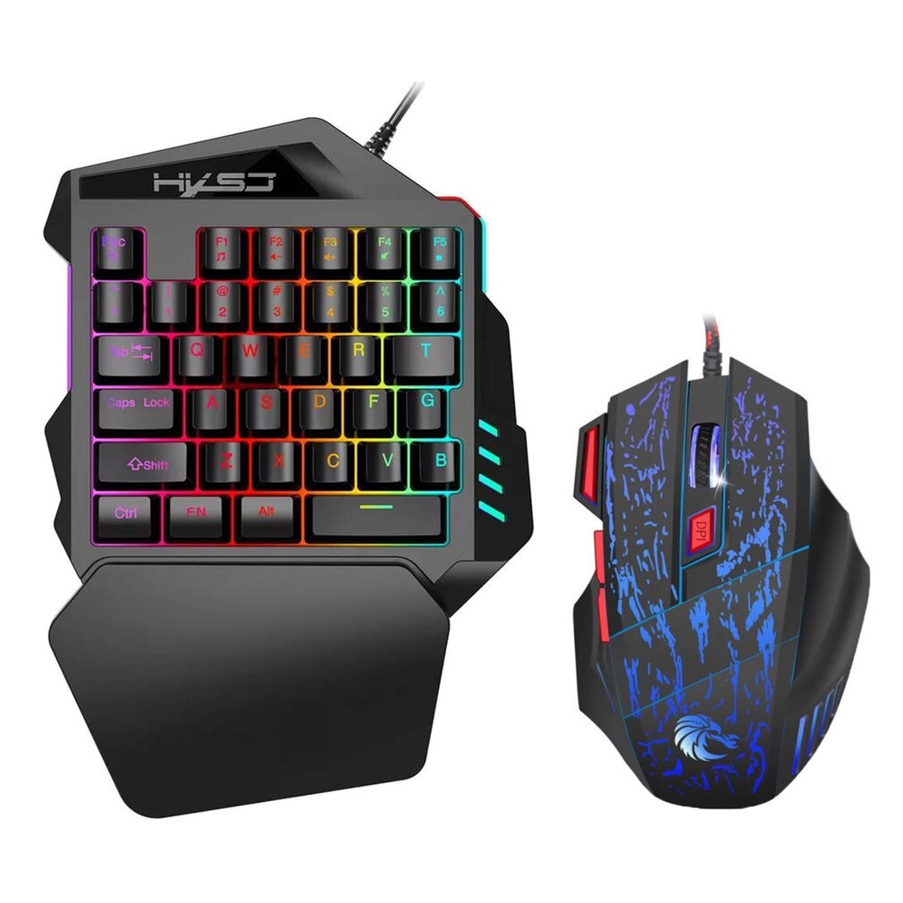 One-handed V100 Mechanical Gaming Keyboard And H300 RGB Gaming Mouse Combo Gaming USB 35 Keys Keypad