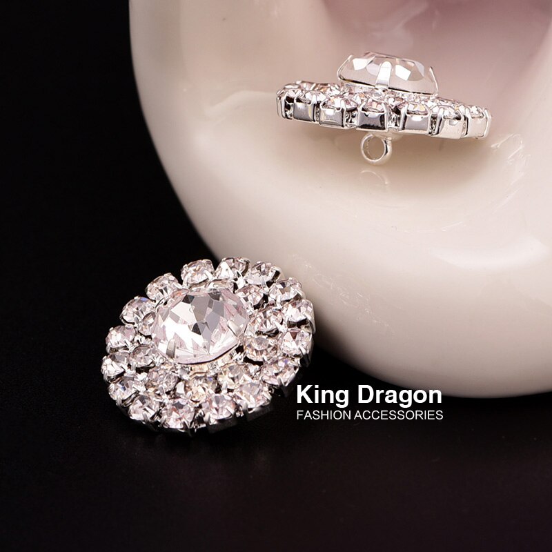 Botón de diamante de imitación transparente utilizado en decoración de ropa o utilizado en diadema 20MM 20 unids/lote, Color plateado, botón trasero, tienda KD173