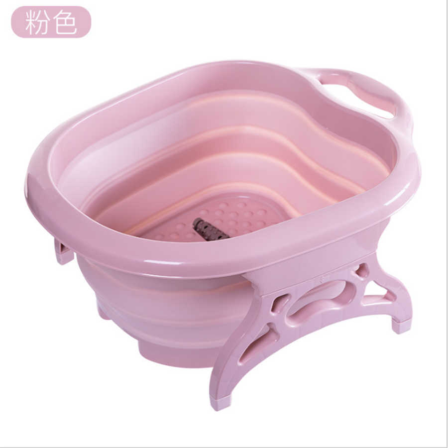 Foldable Foot Bucket Tub Massage Relaxing Foot Spa Bucket Washing Clothes Basin: Roze