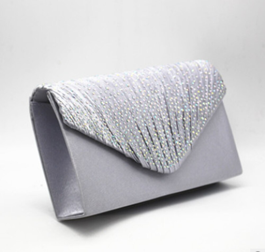 Lady Glitter Evening Handbag Wedding Party Clutch Bag Women Purse Glitter Shiny Envelope Clutch Bag Wedding Bags: Silver