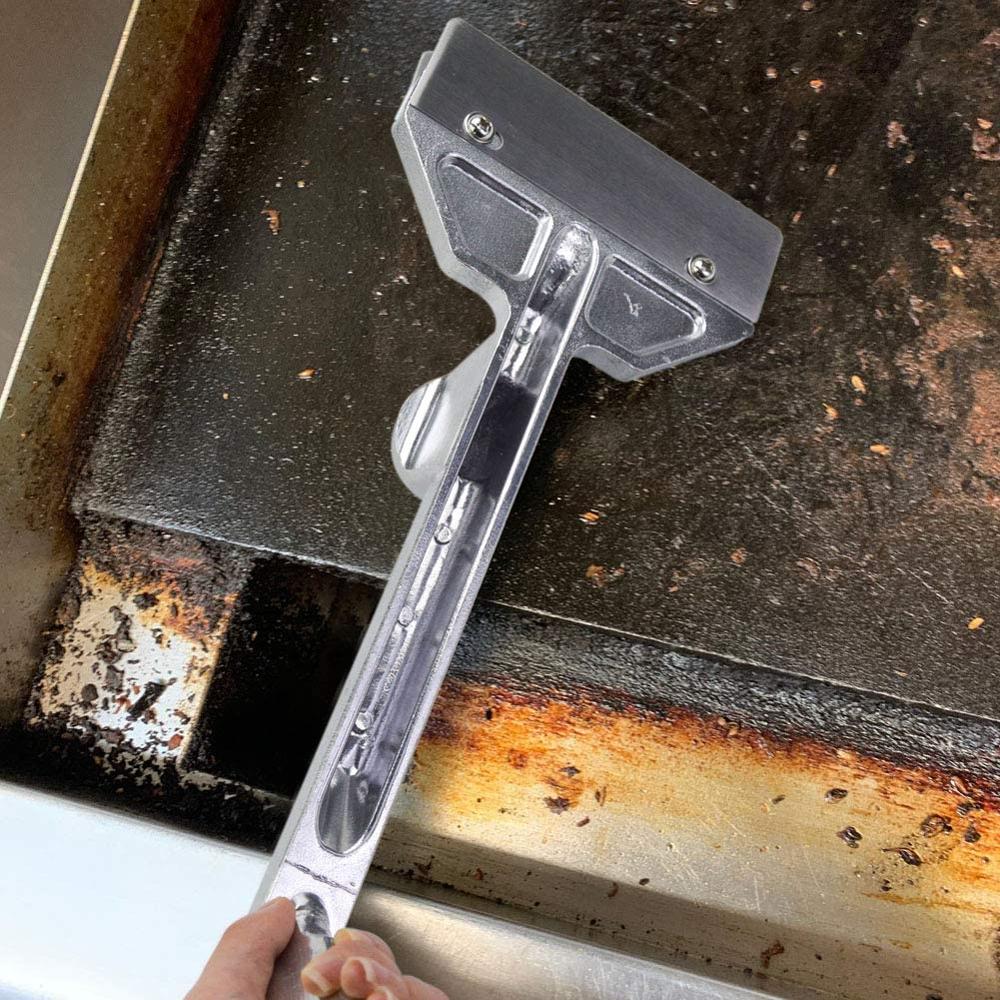 Pizzathome kraftig utendørs grillskrape støping aluminium kommersiell grillskrape 5 blader liten skråkant grillskraper