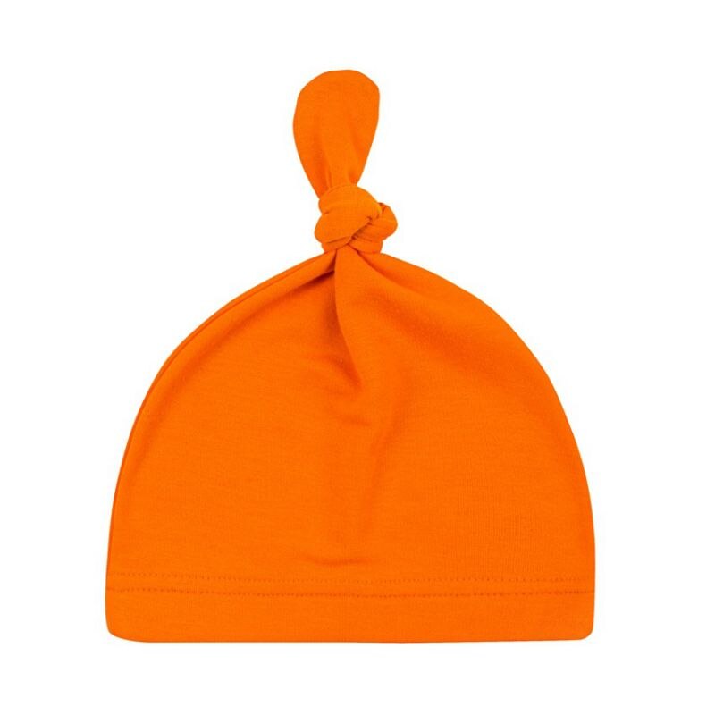 16 Colors Baby Newborn Boys Girls Beanies Caps Cute Toddler Beanie Infant Cotton Knot Sleep Hats Photography Props: Orange