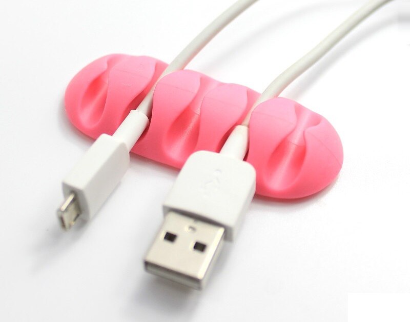 Desktop phone Cable Winder Earphone clip Charger Organizer Management Wire Cord fixer Silicone Holder 5 slot Strip