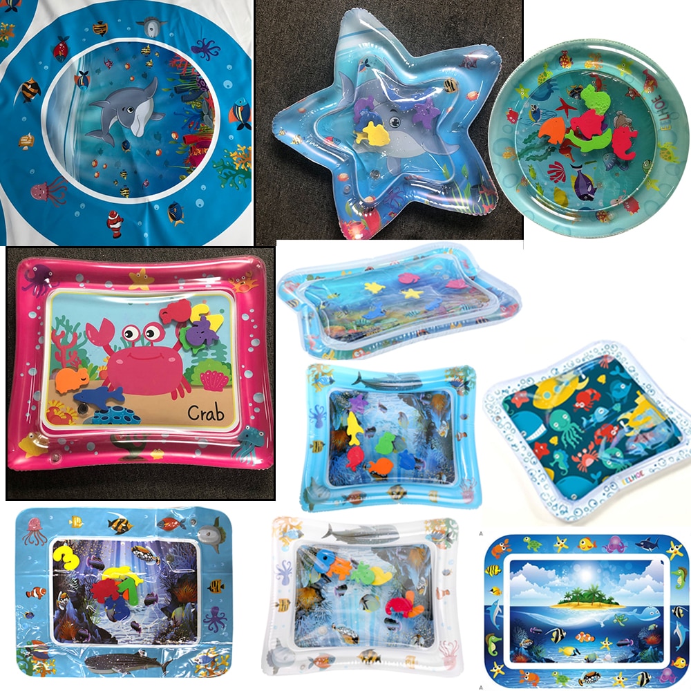 Inflatable Baby Water Mat Infant Tummy Time Playmat Toddler Fun Activity Play Center for sensory stimulation, motor skills