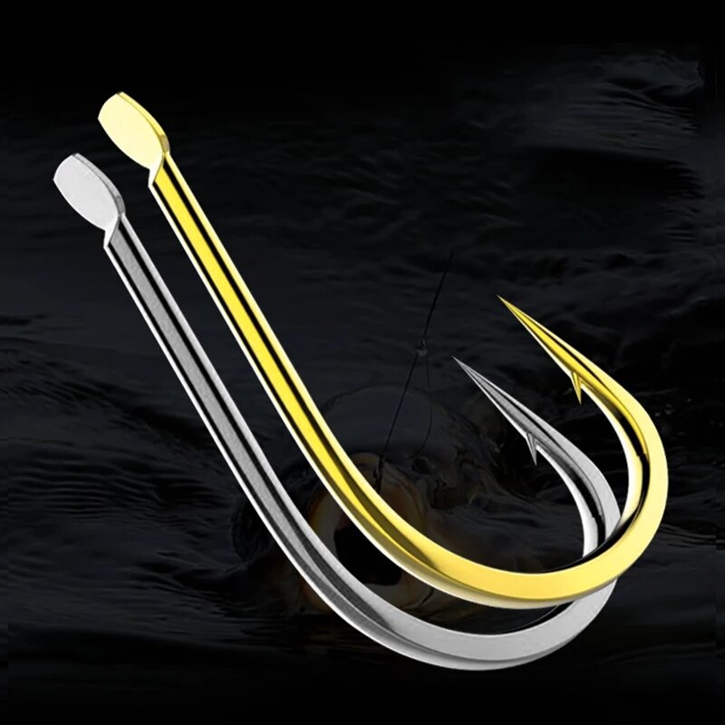 Anzuelos de pesca japoneses de boca torcida, accesorios de aparejos de pesca de carpa, con púas doradas y negras,-13 #1 #, 100 unids/caja