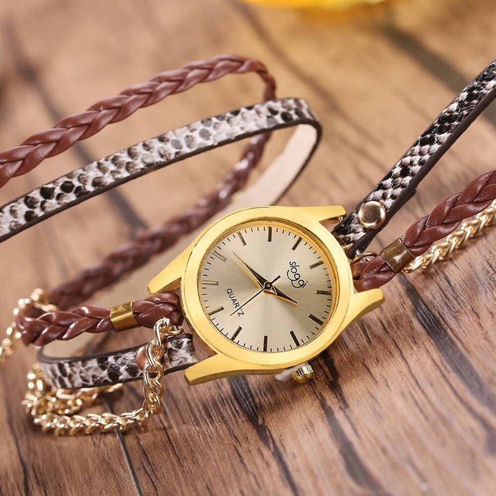 de luxe en cuir montre à Quartz femmes dames décontracté Bracelet montre-Bracelet horloge relogio feminino léopard tressé femme