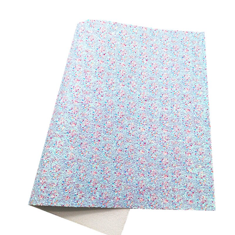 Bleke Blauw Met Roze Chunky Glitter Vinyl Stof Blad Voelde Back Synthetisch Leer Faux Vinil Diy A4 Size R434B