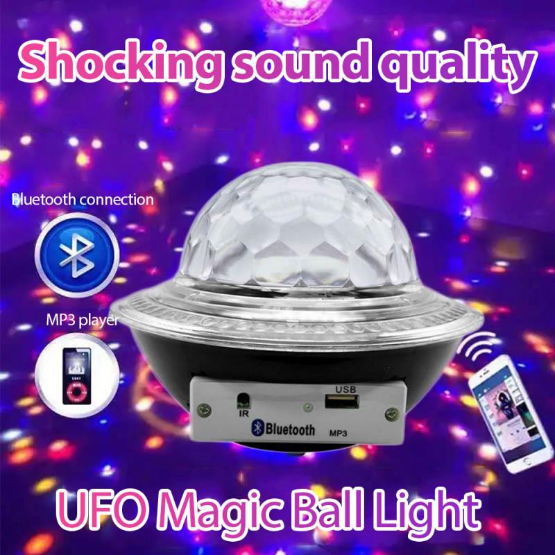 Bluetooth Voice Control Speaker Usb Podium Licht Kleurrijke Crystal Magic Ball Roterende Projectielamp Kleurrijke Sterrenhemel Led