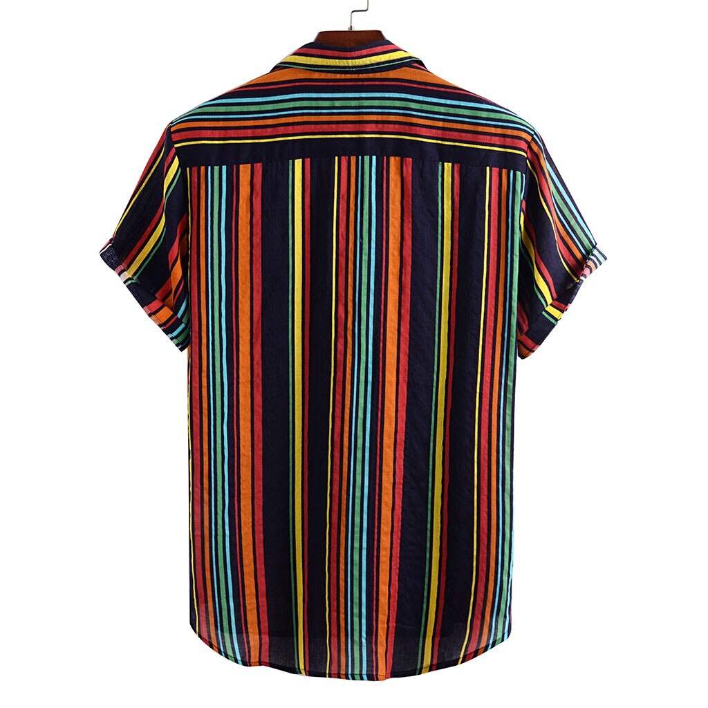 Rayure impression été chemises Streetwear grande taille Style ethnique hommes Blouse hawaïenne décontracté hommes chemise homme