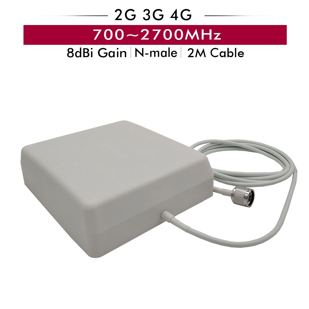 700-2700MHz Indoor Panel Antenna 8dBi with N-male Type Connector 2m Cable for GSM/CDMA/DCS/PCS/AWS/WCDMA/LTE 2G 3G 4G Booster