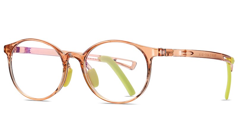 Kachawoo boy anti blue light glasses child protection TR90 round glasses frame kids optical computer green brown: light brown frame