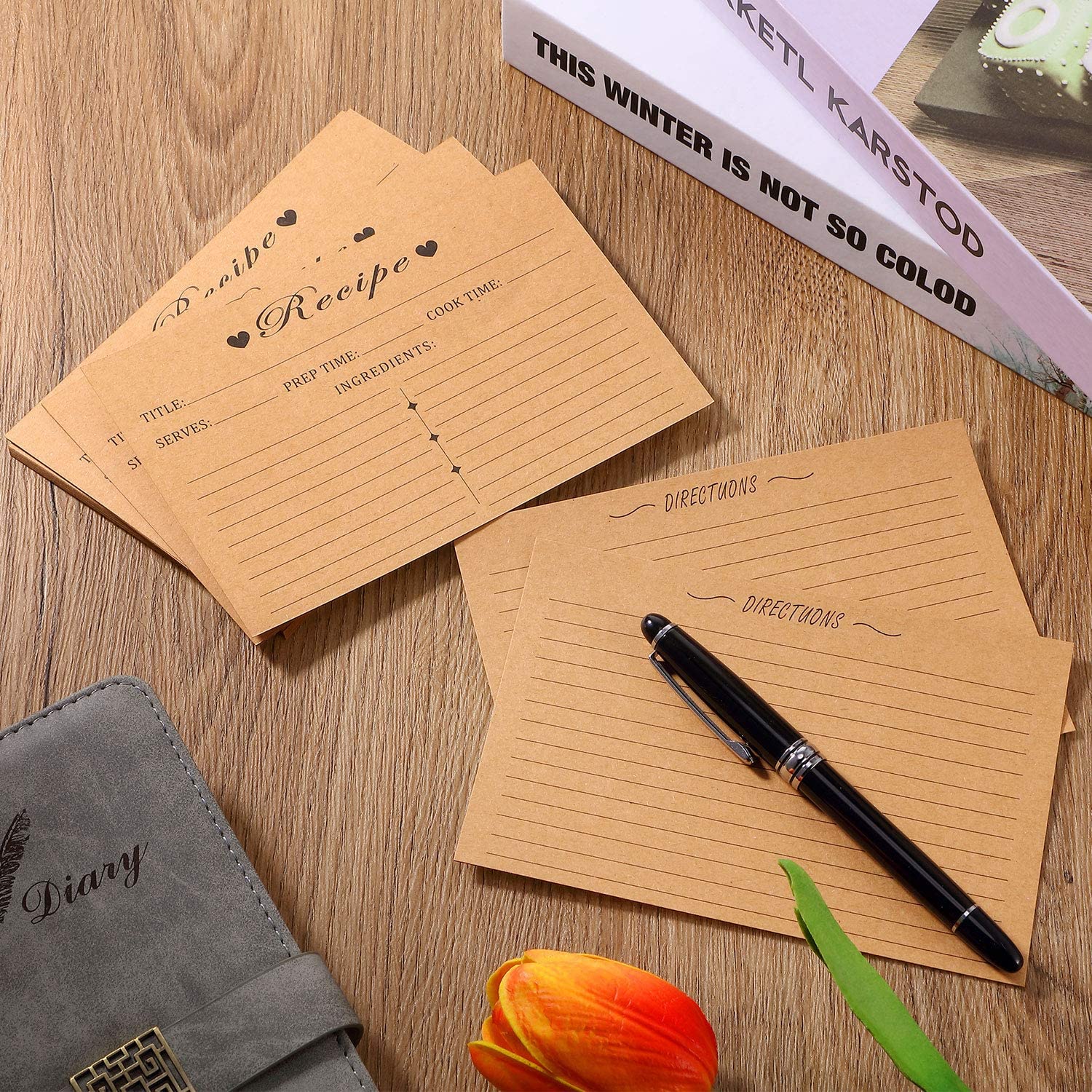 Recipe Cards - 50 Double Sided Cards 4x6 inches Thick Card Stock Easy To Write, Perfect for Recipe Box & Recipe Binder