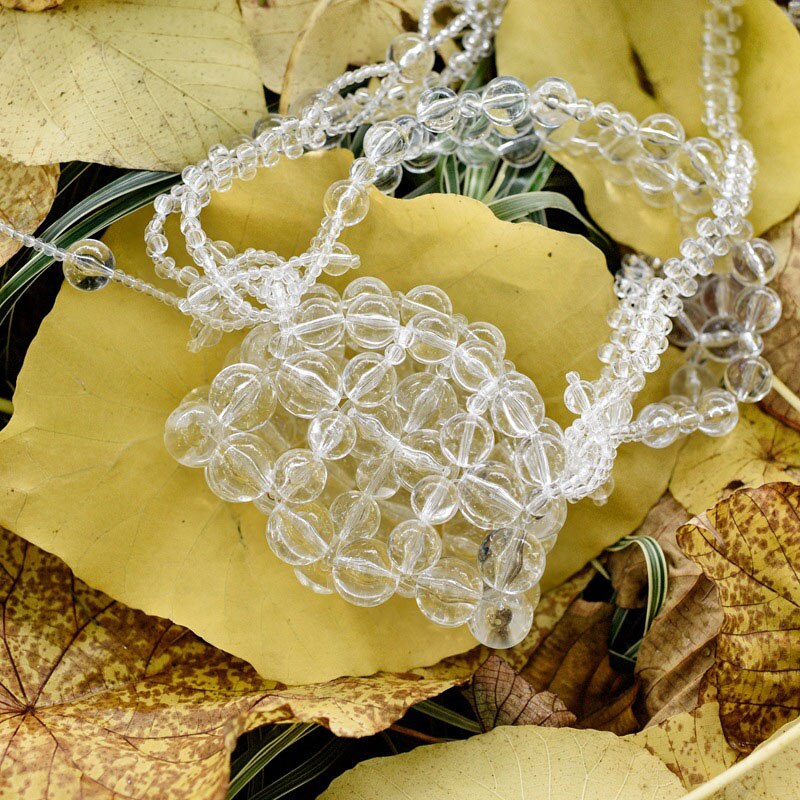 Transparent Shell Bag Independent Lipstick Bag Size Beads Handmade Mini Bead Bag (Three Shoulder Straps + One Hand Strap)